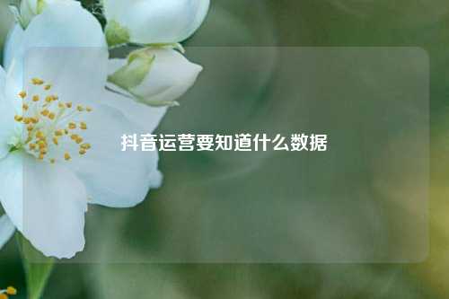 抖音运营要知道什么数据