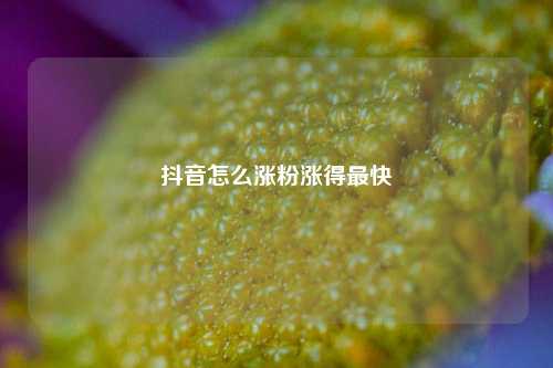 抖音怎么涨粉涨得最快